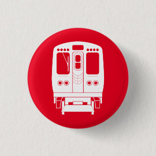 White Chicago “L” Profile on Red Background 3 Cm Round Badge