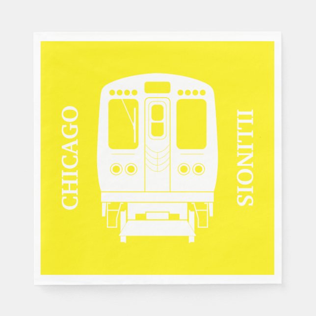White Chicago “L” Profile on Yellow Background Napkin (Front)