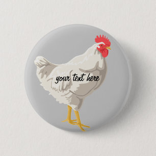 White Chicken 6 Cm Round Badge