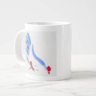 White chicken. Calligraphy and watercolor Large Coffee Mug
