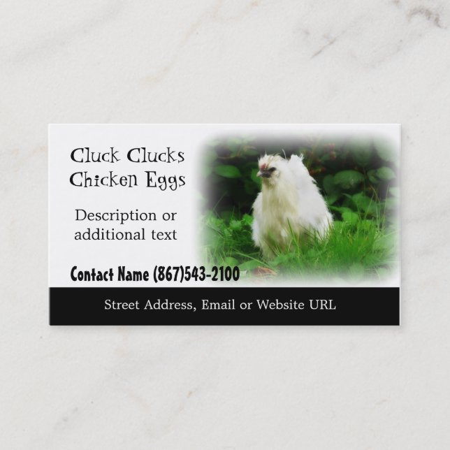 White Chicken - Chicken Farm or Poultry Products Business Card (Front)