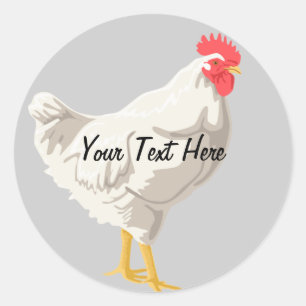 White Chicken Classic Round Sticker