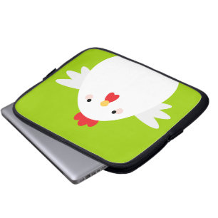 White Chicken on Green Electronics Sleeve
