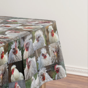 White Chicken Photo Collage, Tablecloth