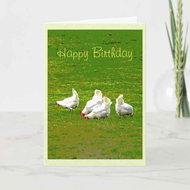 White chickens Birthday card (Front)