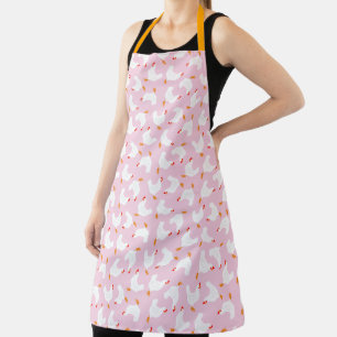 White Chickens on Pink Apron
