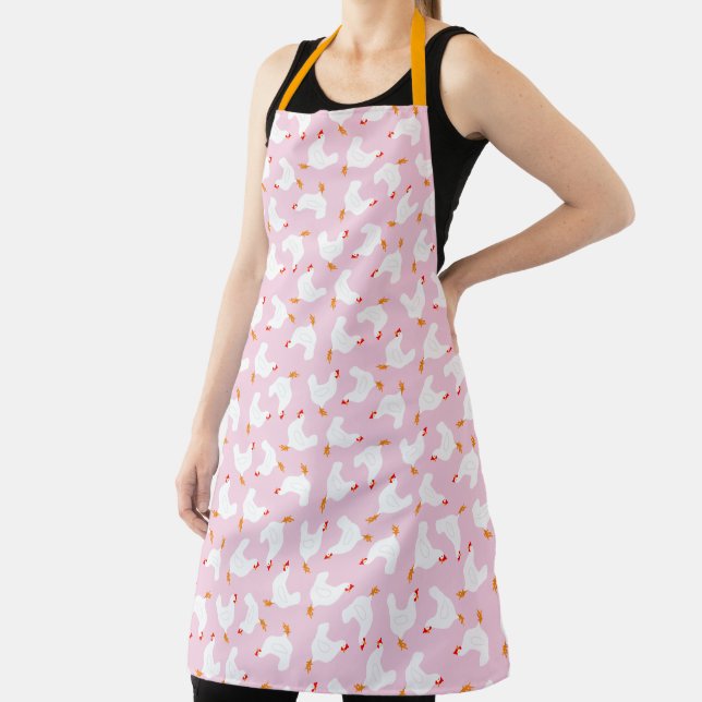 White Chickens on Pink Apron (Insitu)