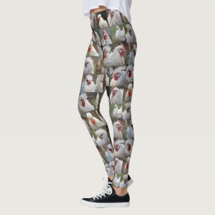 White Chickens Photo Collage, Leggings