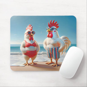 White Chickens Wearing Swimsuits Mouse Mat