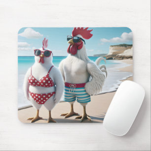 White Chickens Wearing Swimsuits Mouse Mat