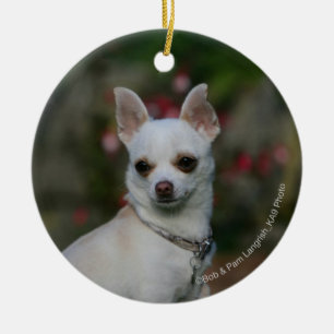 White Chihuahua Ceramic Tree Decoration