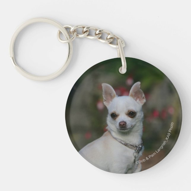 White Chihuahua Key Ring (Front)