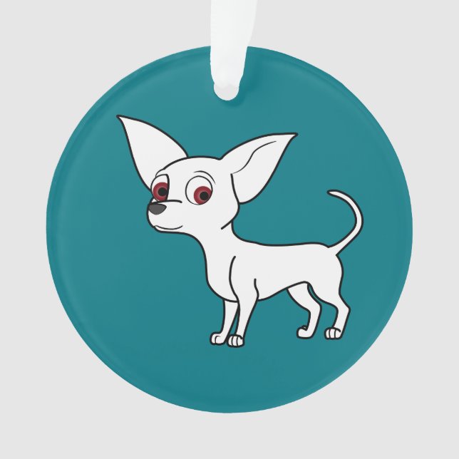 White Chihuahua with Short Hair Ornament (Front)