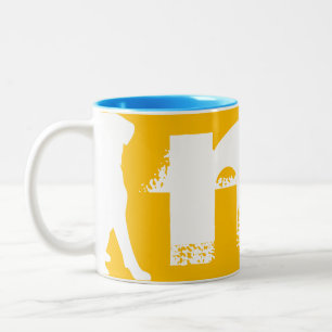 White Chinese Dog Year Birthday Monogram M2 Two-Tone Coffee Mug