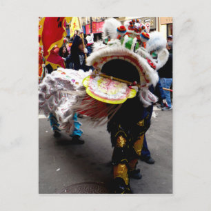 White Chinese Lion Dancer, head on Postcard