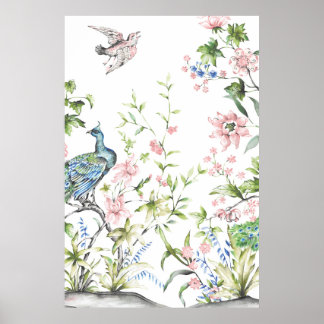 White Chinoiserie Art Prints | 24 by 36 Inch