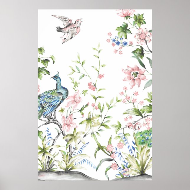 White Chinoiserie Art Prints | 24 by 36 Inch  (Front)