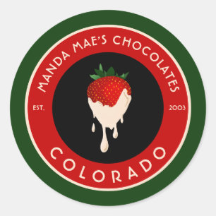 white chocolate covered strawberry classic round sticker