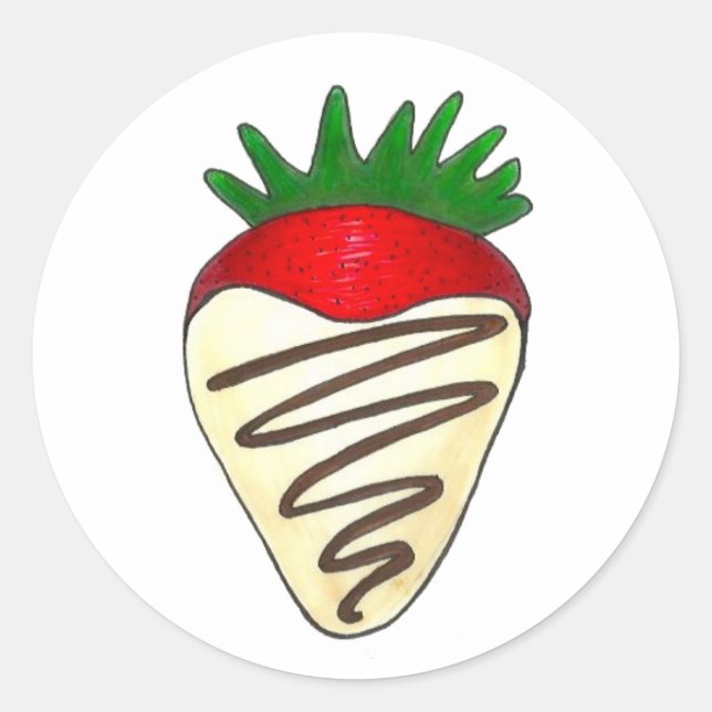 White Chocolate Covered Strawberry Valentine's Day Classic Round Sticker (Front)
