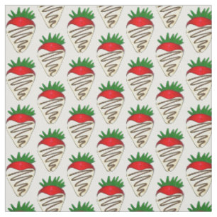 White Chocolate Dipped Strawberry Valentine's Day Fabric