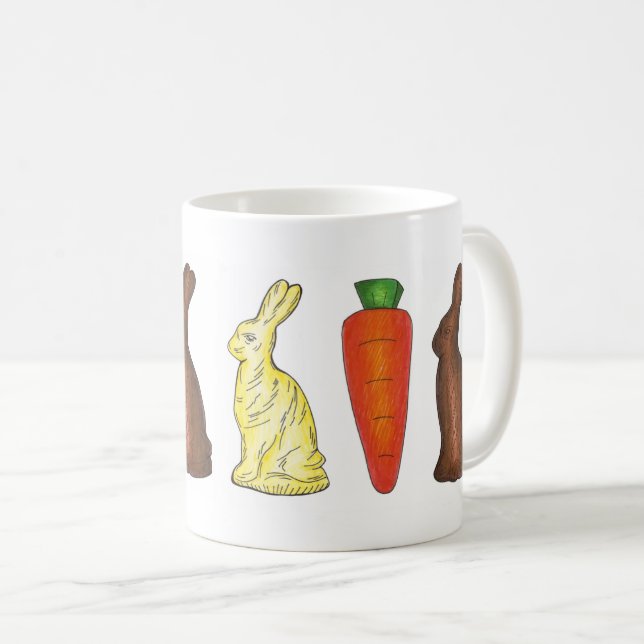 White Chocolate Easter Bunny Rabbit Carrot Candy Coffee Mug (Front Right)