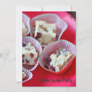 White chocolate fudge on red plate invitation