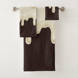 White Chocolate on Dark Chocolate Brown Bath Towel Set