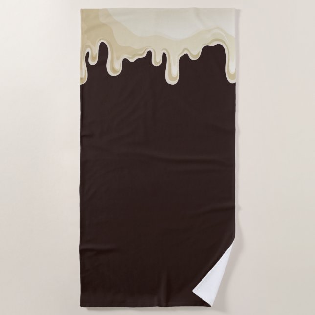 White Chocolate on Dark Chocolate Brown Beach Towel (Front)