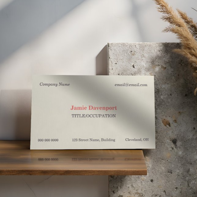 White Chocolate Pink Elegant Classic Minimalistic Business Card (Creator Uploaded)