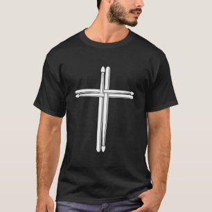 White Christian Cross Drumstcks T-Shirt
