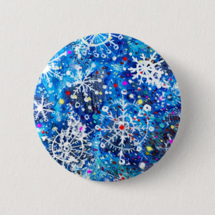 White Christmas 6 Cm Round Badge