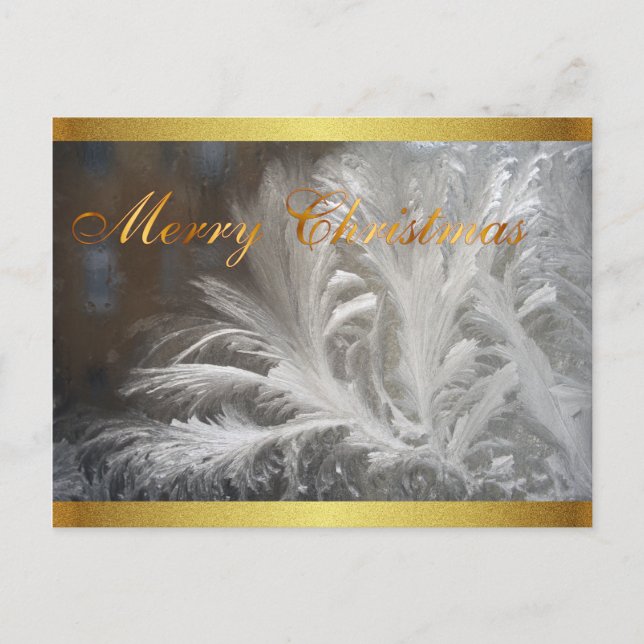 White Christmas and Gold Holiday Postcard (Front)