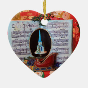 White Christmas and Santa Sleigh Ceramic Tree Decoration