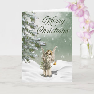 White Christmas Angel in the Snow Greeting Card