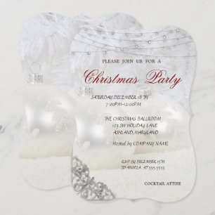 White Christmas Balls Company Christmas Party Invitation