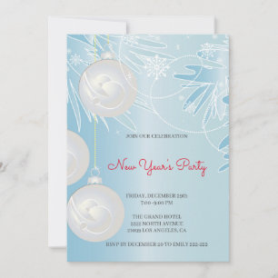 White Christmas Balls Invitation