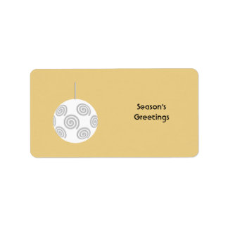 White Christmas Bauble. On Gold Colour. Label