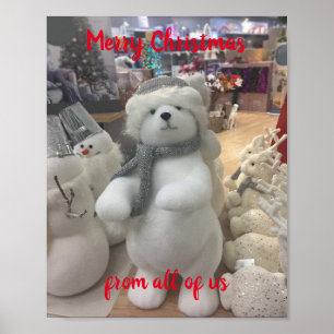 White Christmas Bear Custom Greeting Poster