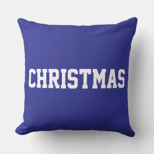 White CHRISTMAS Bold Text On Festive Cushion