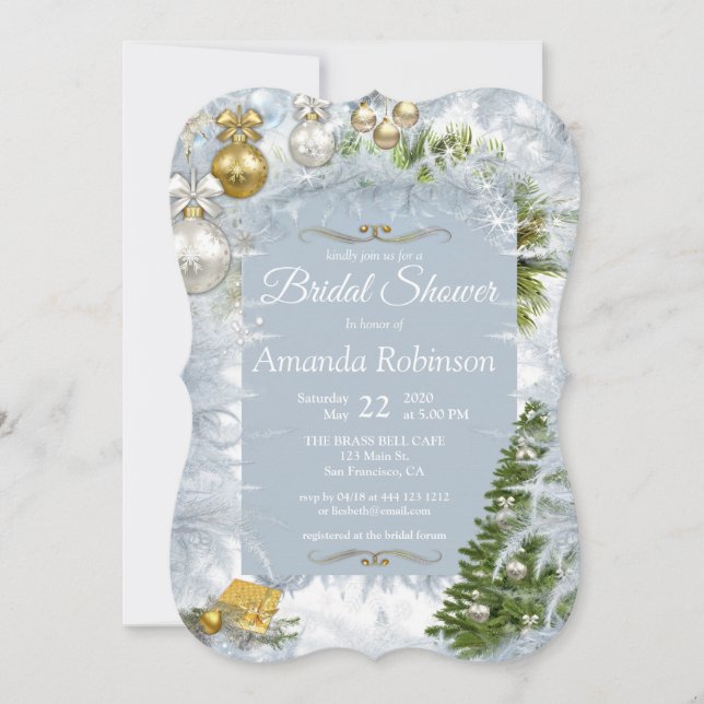 White Christmas Bridal Shower Invitation (Front)