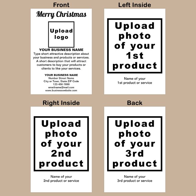 White | Christmas | Business | Folded Greeting Card (White Christmas folded greeting card with your business brand and products or services.)