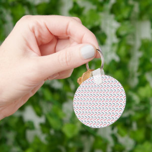 White Christmas Candy Cane Seamless Pattern Key Ring