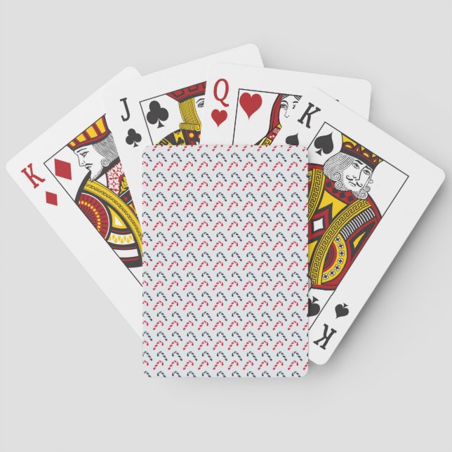 White Christmas Candy Cane Seamless Pattern Playing Cards (Back)