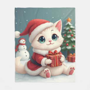 White Christmas Cat Baby Blanket