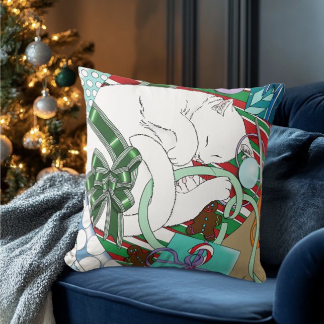 White Christmas Cat Cushion (Creator Uploaded)
