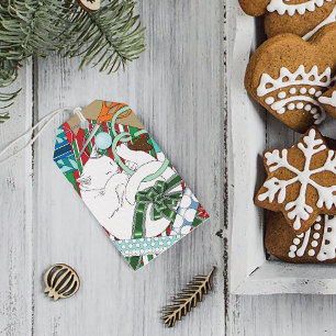 White Christmas Cat Gift Tags