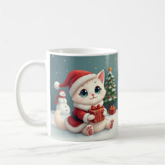 White Christmas Cat Mug