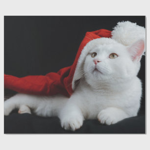 White Christmas Cat Wrapping Paper