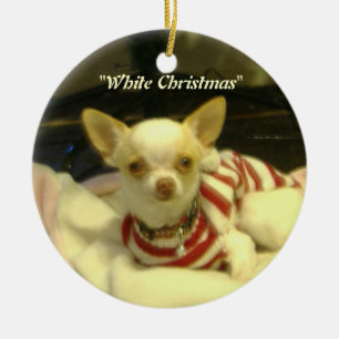 "White Christmas" Chihuahua Tree Ornament