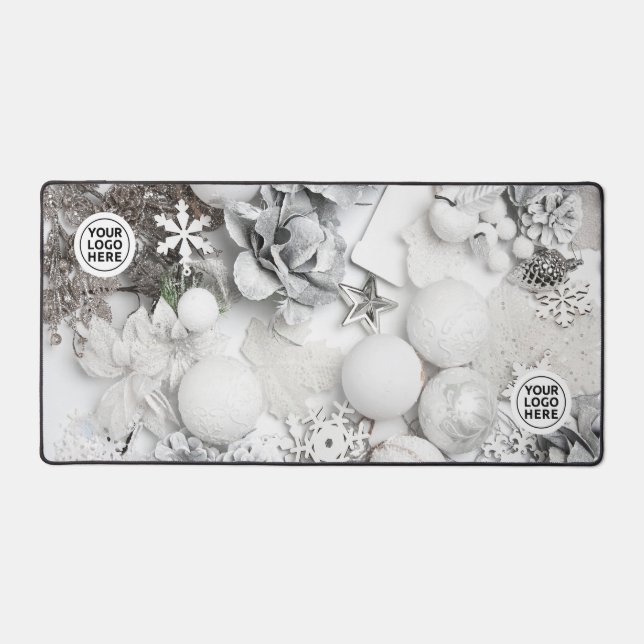 White Christmas Collage Desk Mat Mouse Pad (Front)